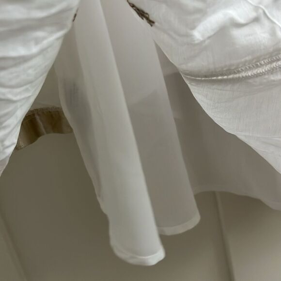 EUC ANTHROPOLOGIE LEIFNOTES white Eyelet Gold Beaded Swing Dress Sz 4 - Picture 11 of 12